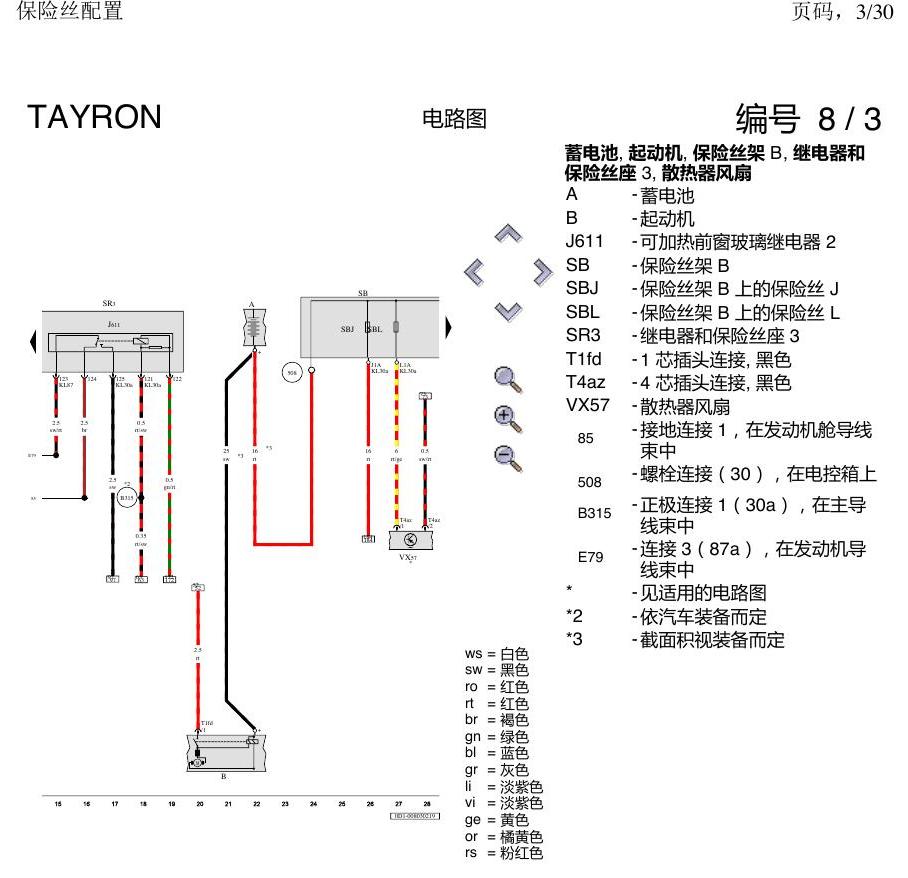 一汽大众探岳 保险丝配置 电路图