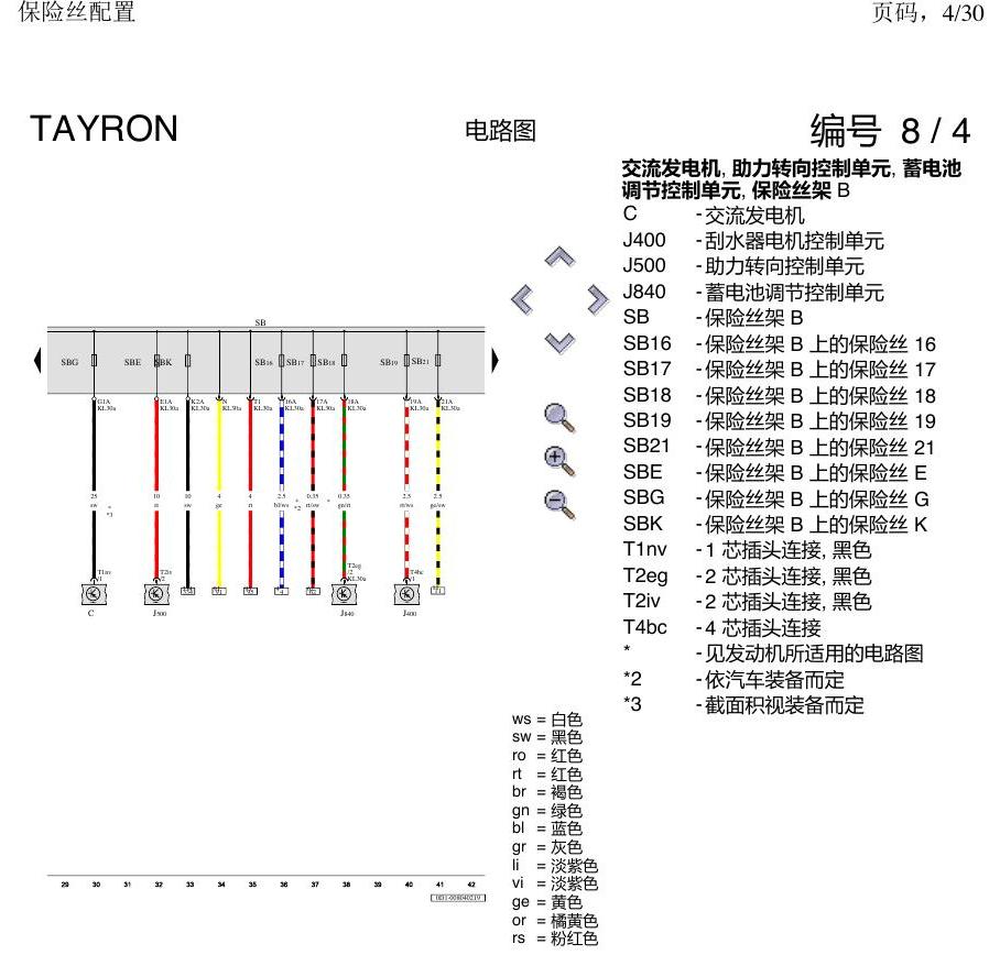 一汽大众探岳 保险丝配置 电路图
