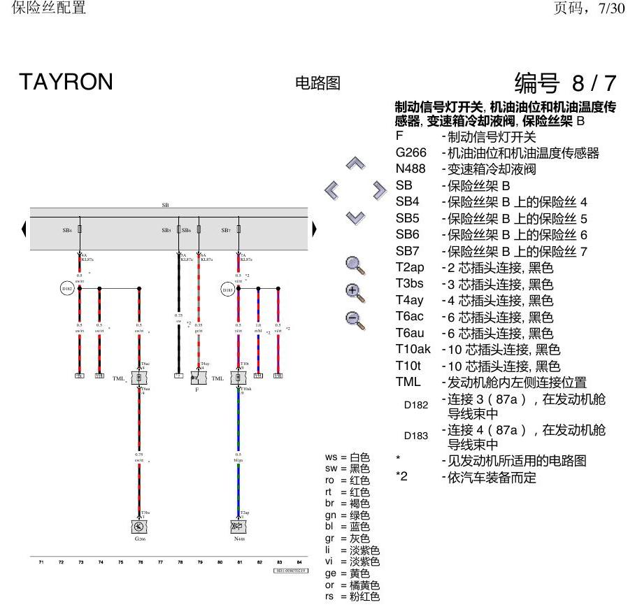一汽大众探岳 保险丝配置 电路图