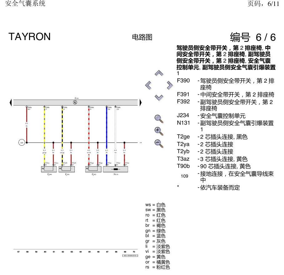 一汽大众探岳 安全气囊 电路图