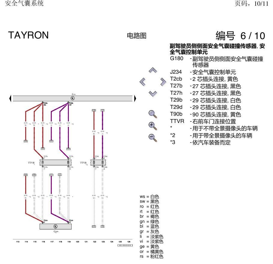 一汽大众探岳 安全气囊 电路图