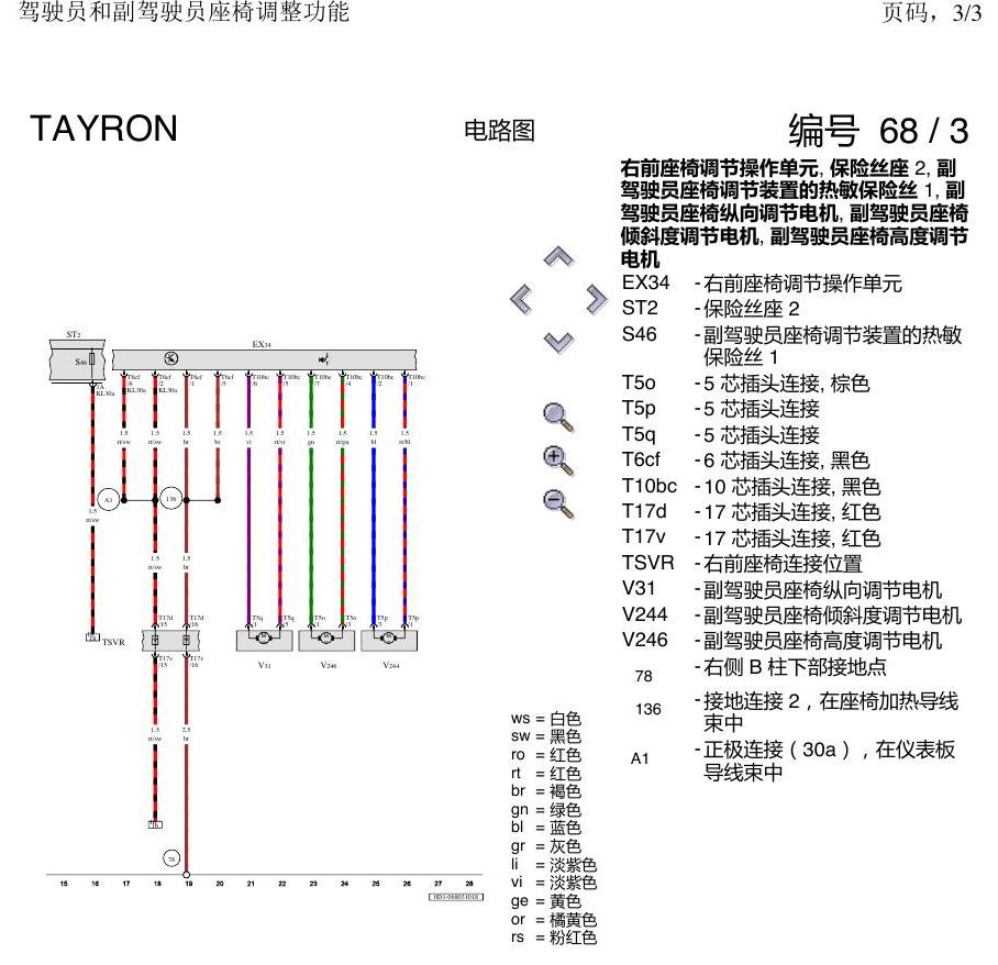 一汽大众探岳 座椅调整 电路图