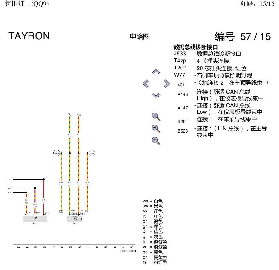一汽大众探岳 氛围灯 QQ9 电路图