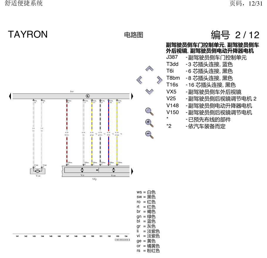 一汽大众探岳 舒适便捷系统 电路图