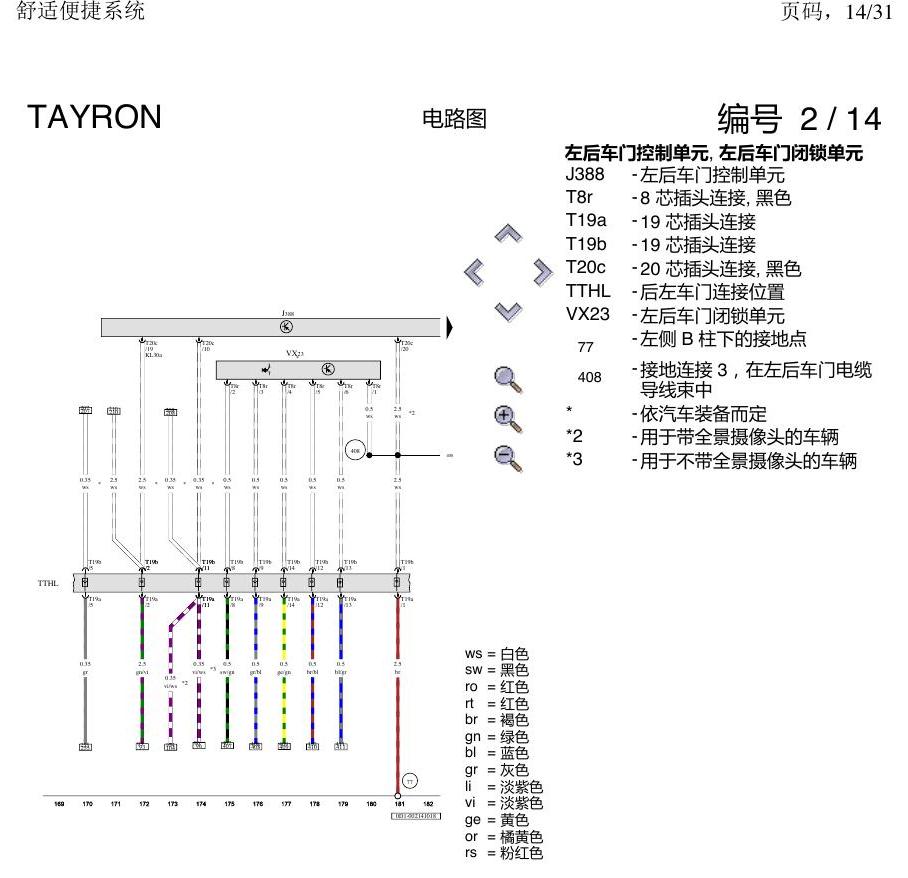 一汽大众探岳 舒适便捷系统 电路图