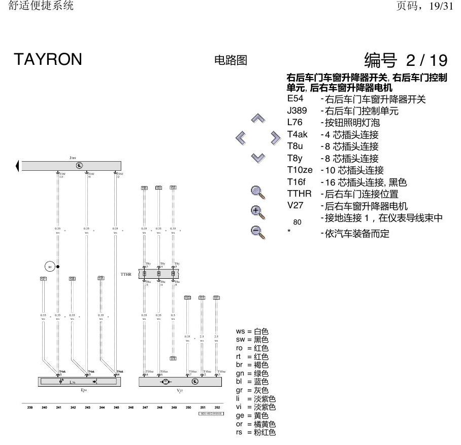 一汽大众探岳 舒适便捷系统 电路图