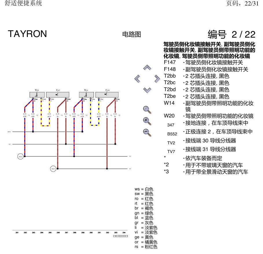 一汽大众探岳 舒适便捷系统 电路图