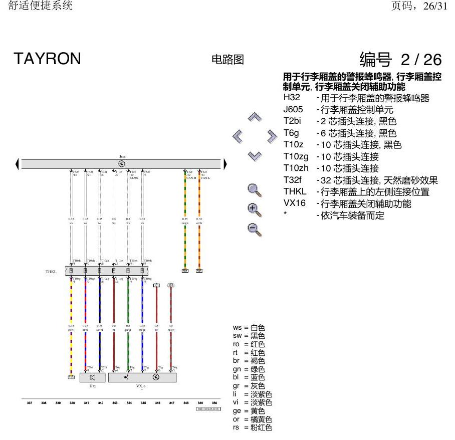 一汽大众探岳 舒适便捷系统 电路图
