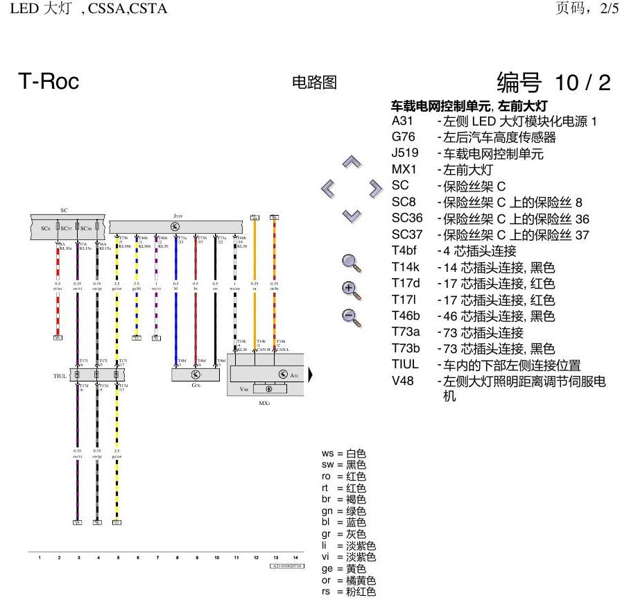 一汽大众探戈 LED 大灯 电路图