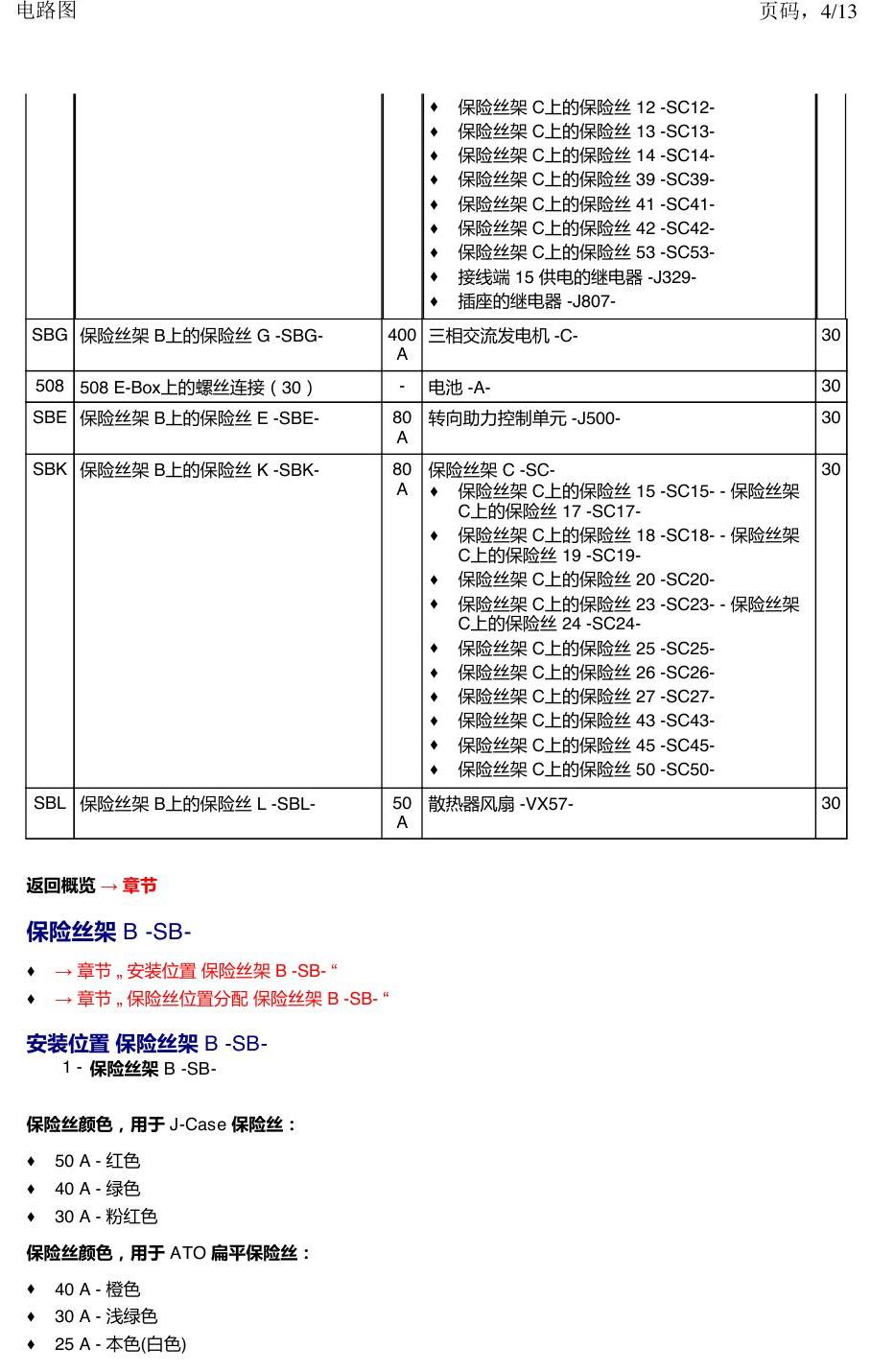 一汽大众探戈 保险丝 电路图