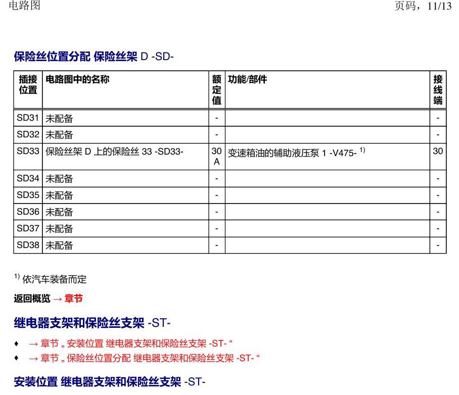 一汽大众探戈 保险丝 电路图