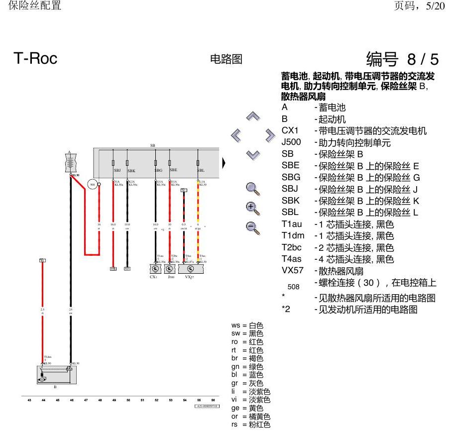 一汽大众探戈 保险丝配置 电路图
