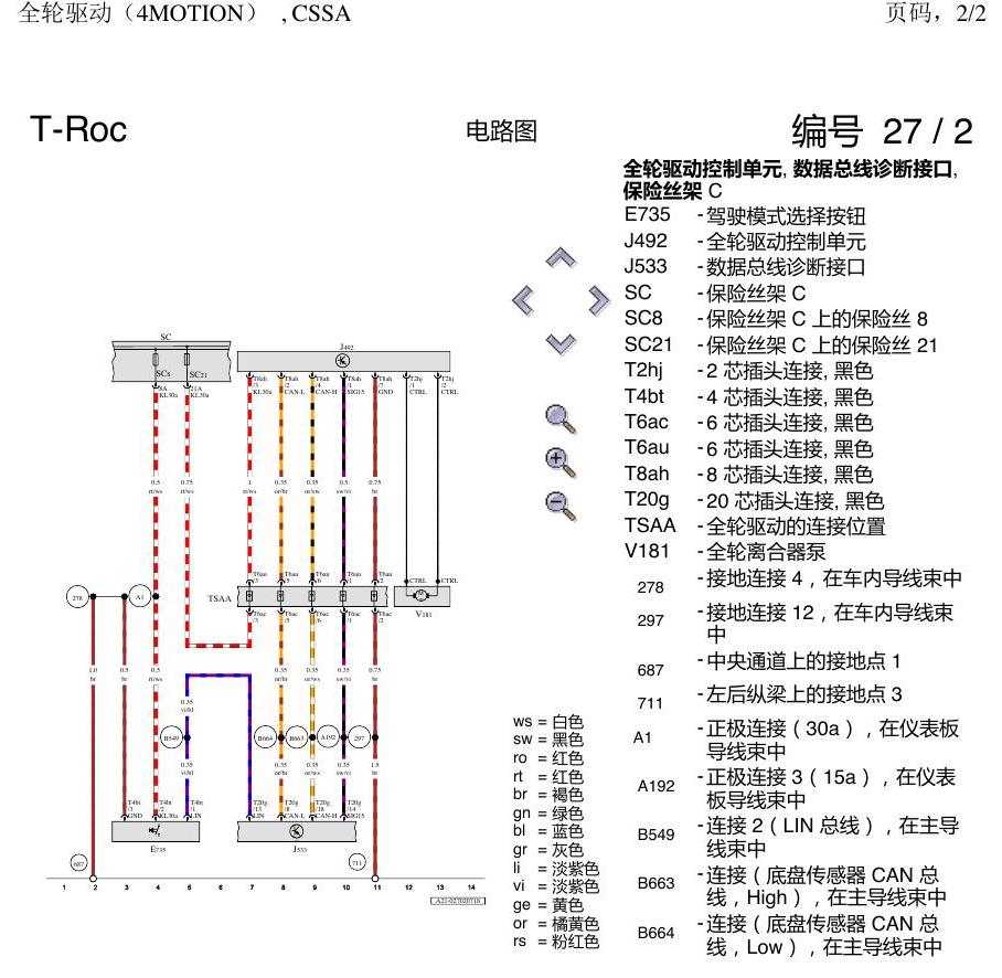 一汽大众探戈 全轮驱动 电路图