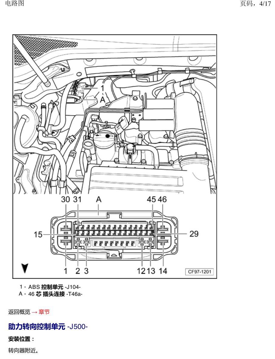 一汽大众探戈 汽车前部的控制器 电路图