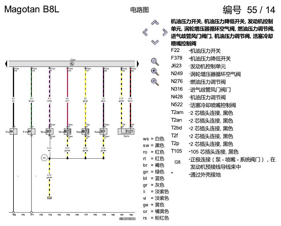 一汽大众迈腾 B8 1.8 汽油发动机 电路图