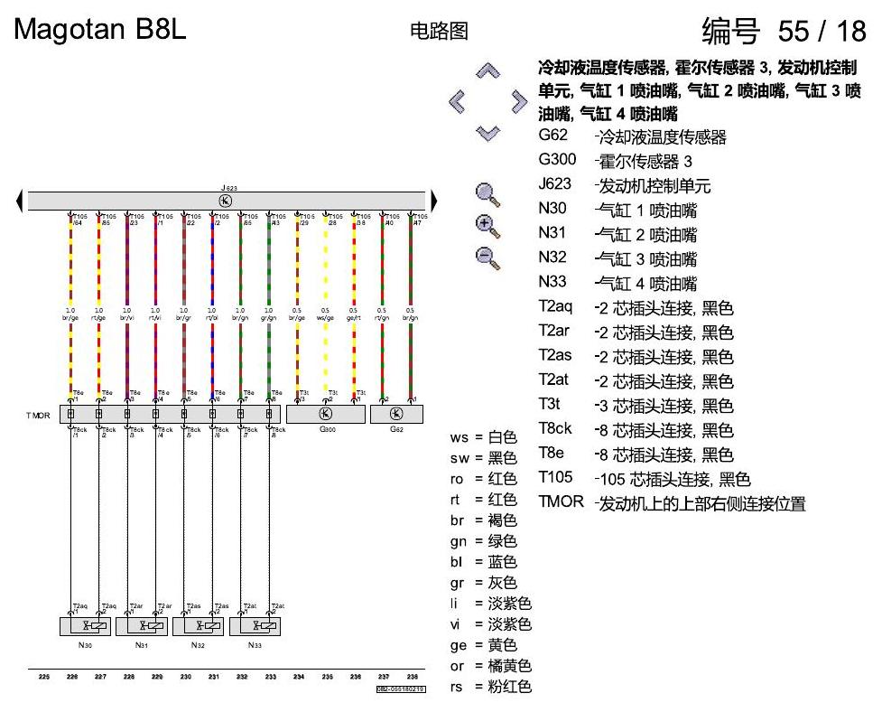 一汽大众迈腾 B8 1.8 汽油发动机 电路图