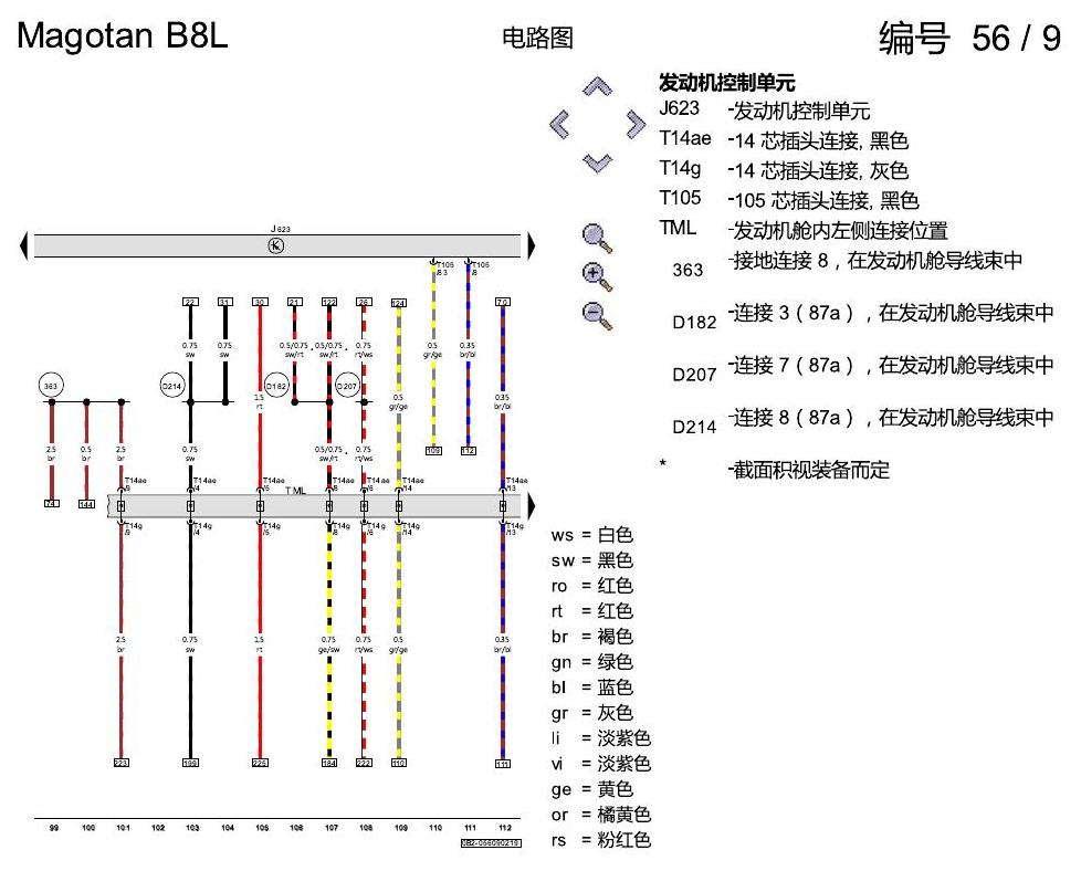 一汽大众迈腾 B8 2.0 CUGA发动机 电路图