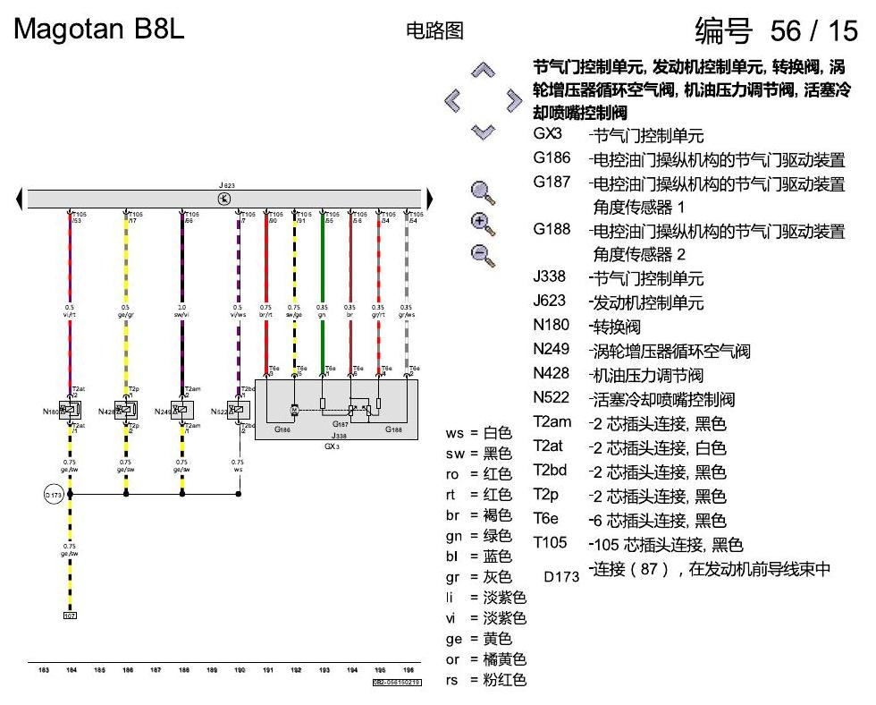 一汽大众迈腾 B8 2.0 CUGA发动机 电路图