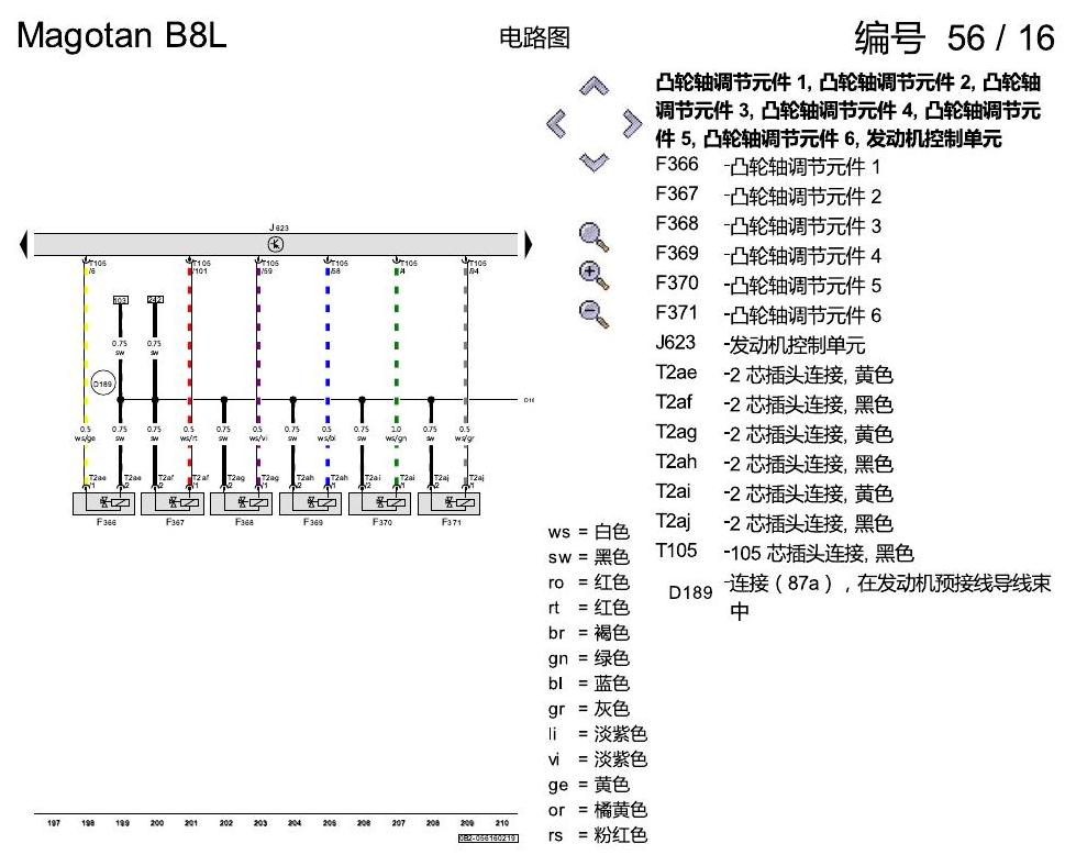 一汽大众迈腾 B8 2.0 CUGA发动机 电路图