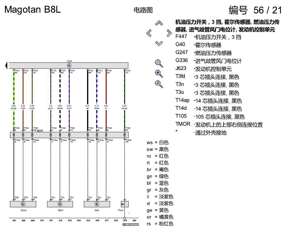 一汽大众迈腾 B8 2.0 CUGA发动机 电路图