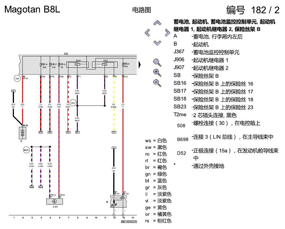 一汽大众迈腾 B8 2.0 升汽油发动机 , DBFC 电路图