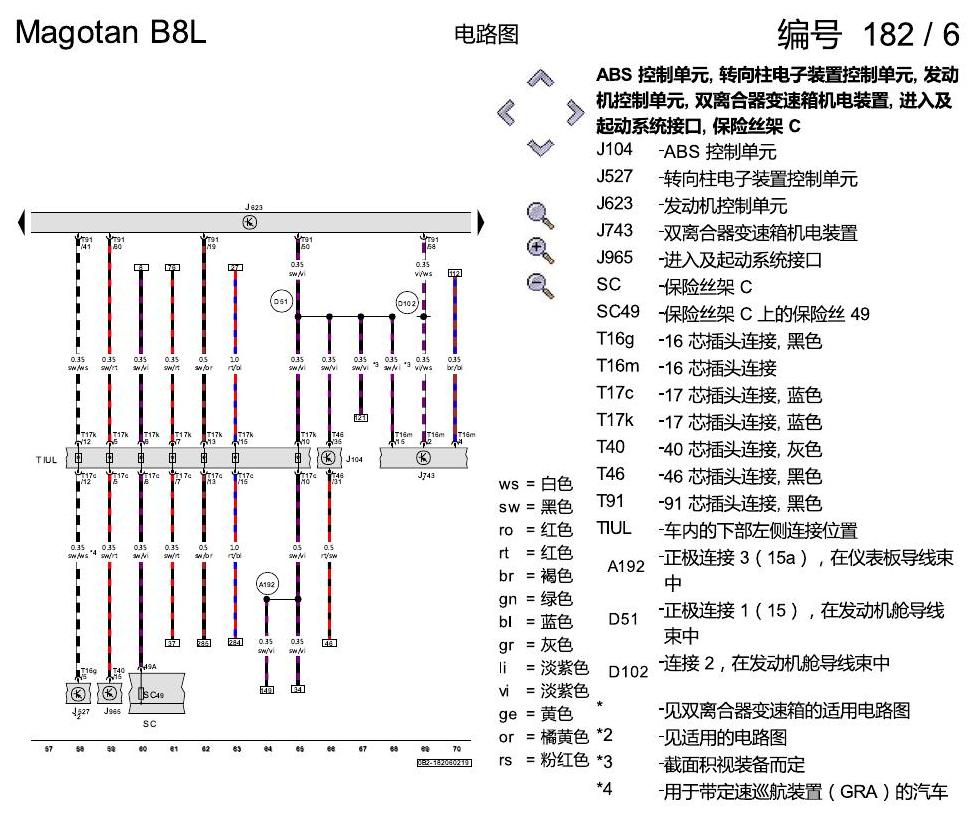 一汽大众迈腾 B8 2.0 升汽油发动机 , DBFC 电路图