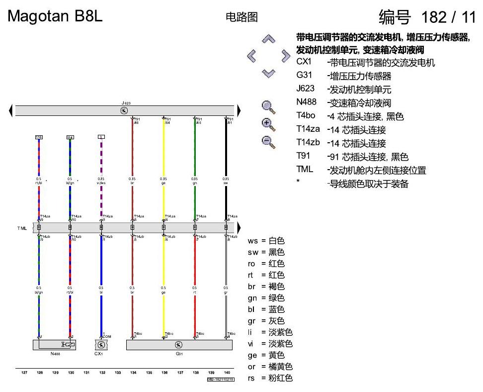 一汽大众迈腾 B8 2.0 升汽油发动机 , DBFC 电路图