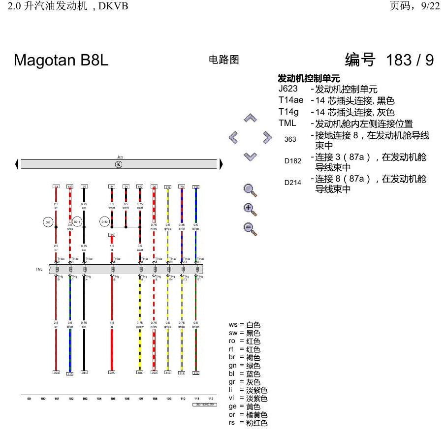 一汽大众迈腾 B8 2.0 升汽油发动机 , DKVB 电路图