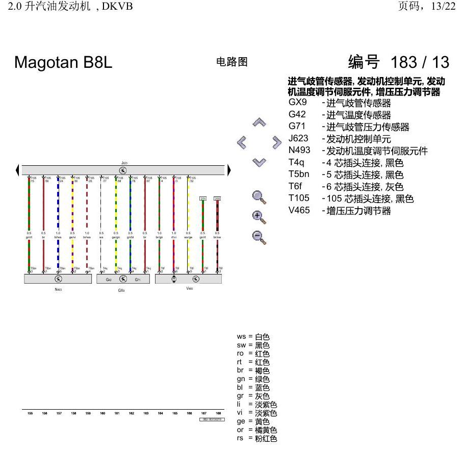 一汽大众迈腾 B8 2.0 升汽油发动机 , DKVB 电路图