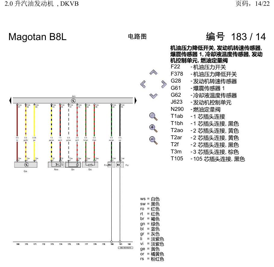 一汽大众迈腾 B8 2.0 升汽油发动机 , DKVB 电路图