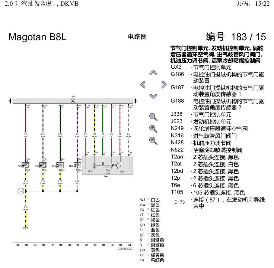 一汽大众迈腾 B8 2.0 升汽油发动机 , DKVB 电路图