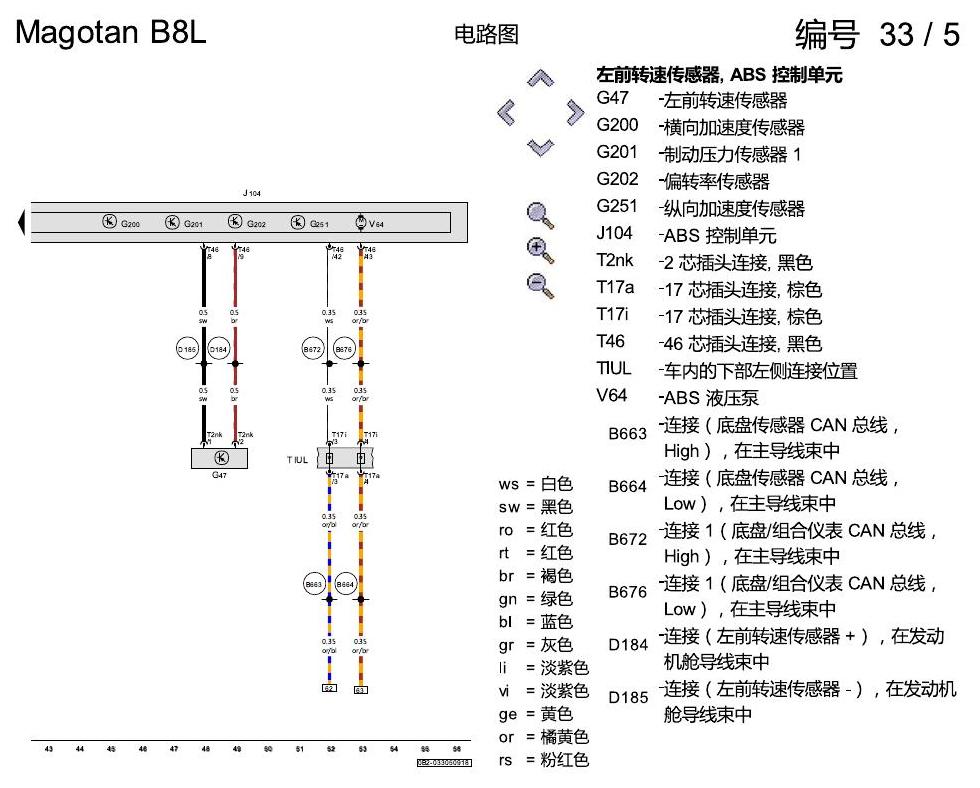一汽大众迈腾 B8 ABS 电路图