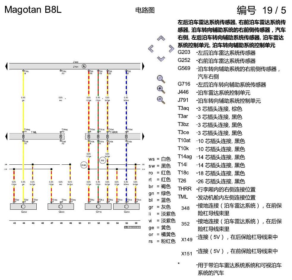 一汽大众迈腾 B8 PDC 电路图