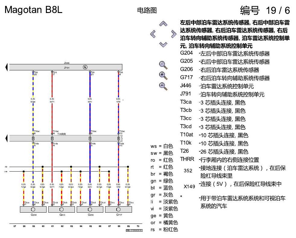 一汽大众迈腾 B8 PDC 电路图