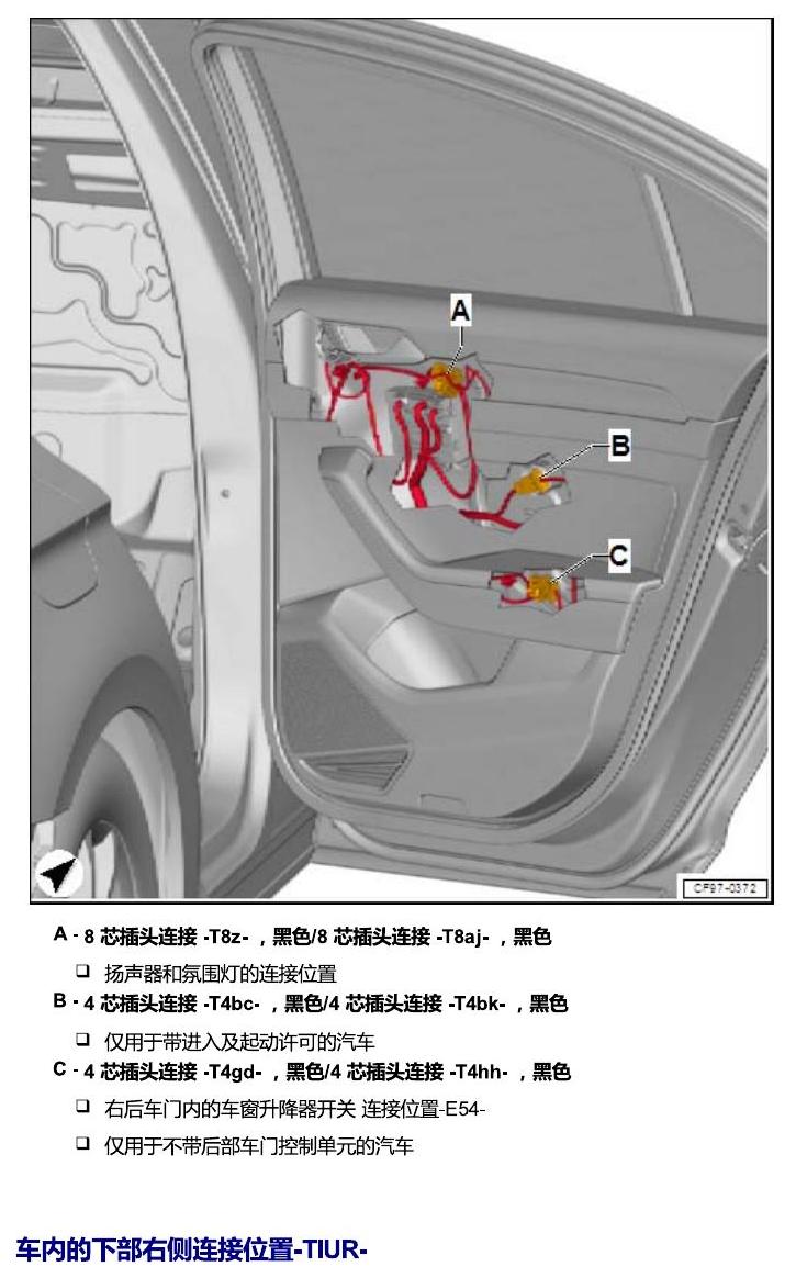 一汽大众迈腾 B8 插头 电路图