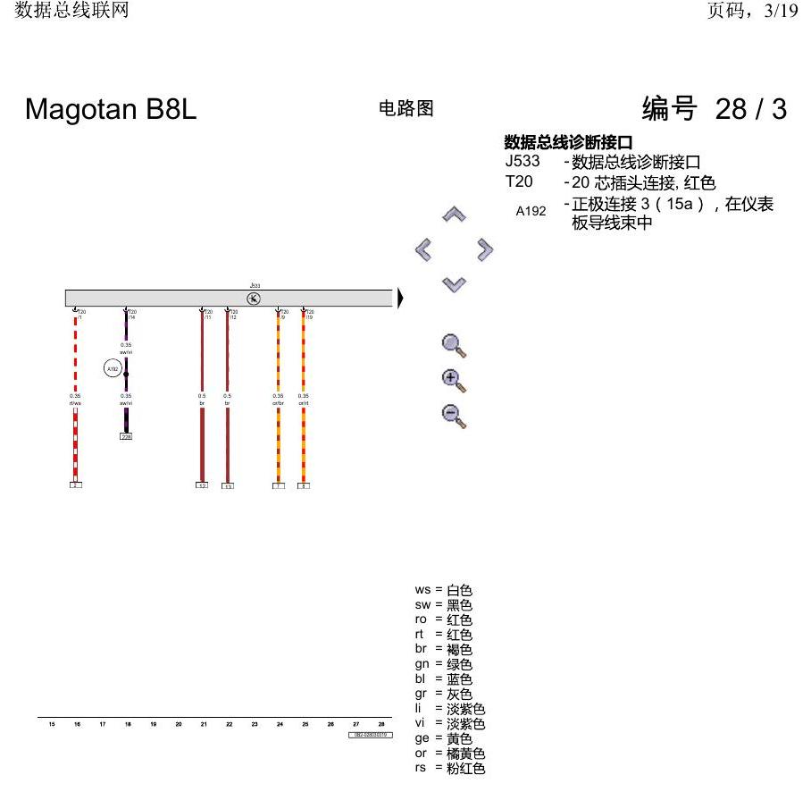 一汽大众迈腾 B8 数据总线联网 电路图