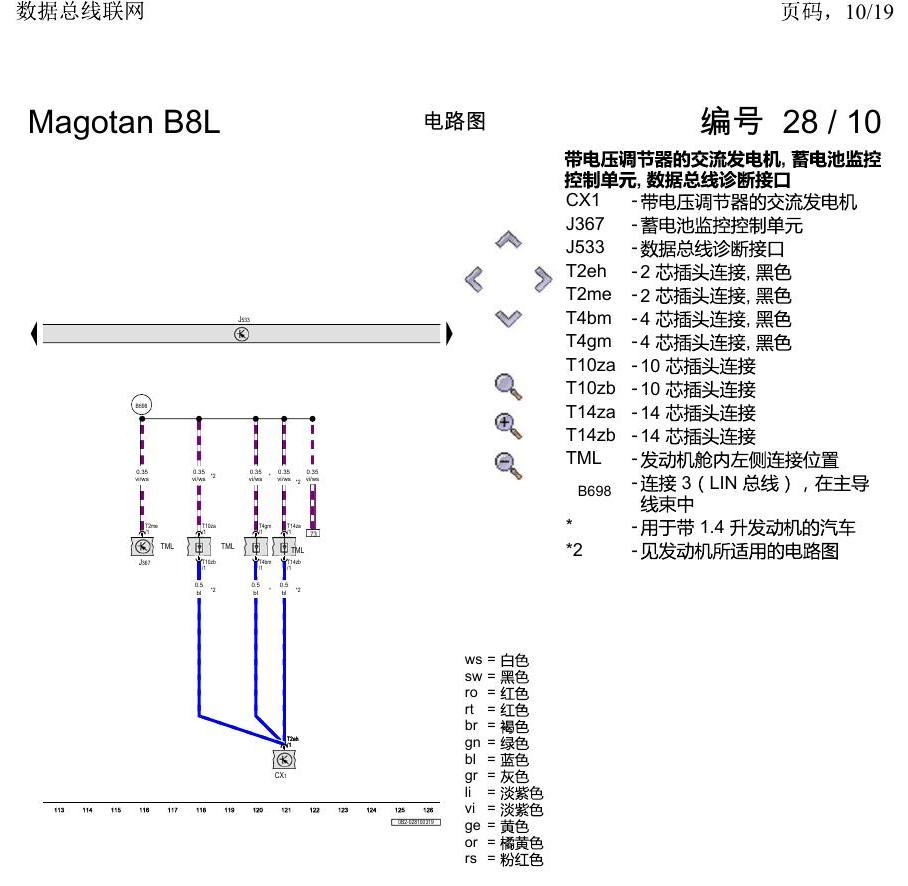 一汽大众迈腾 B8 数据总线联网 电路图