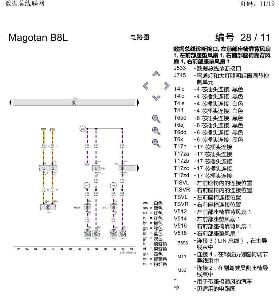 一汽大众迈腾 B8 数据总线联网 电路图