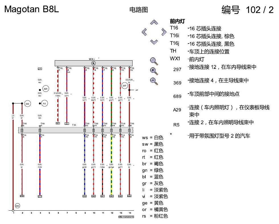 一汽大众迈腾 B8 氛围灯KA6 电路图
