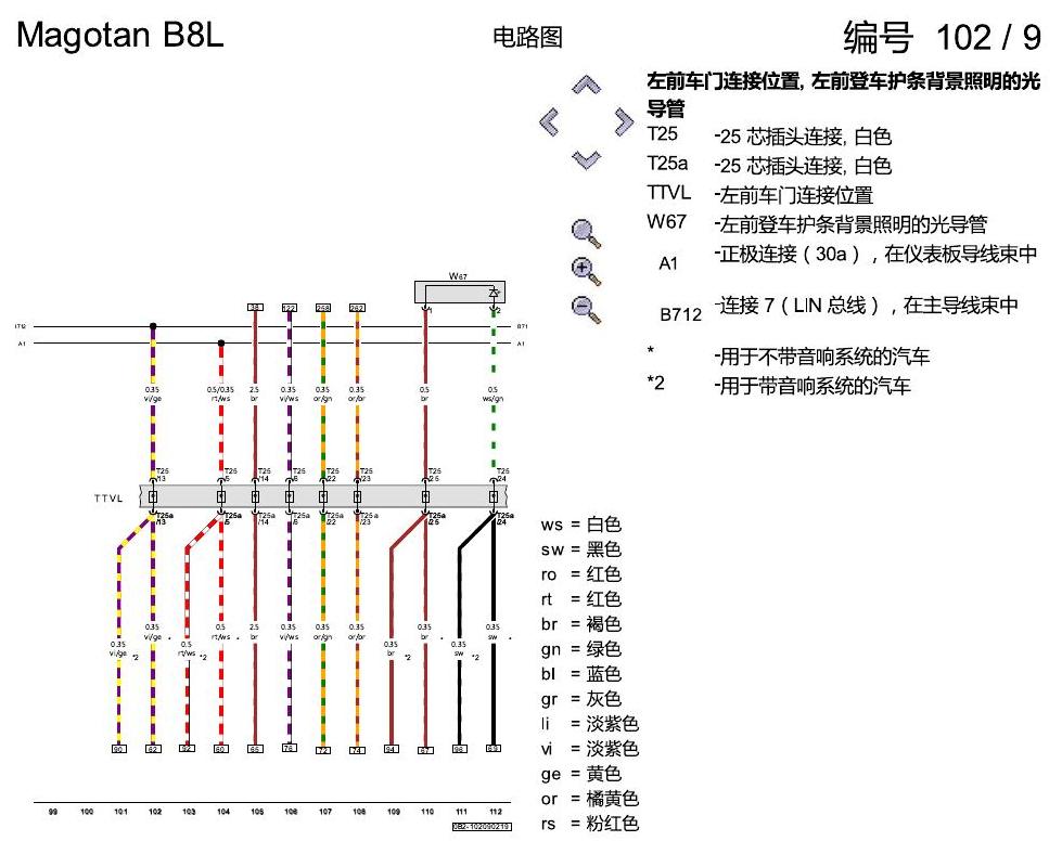 一汽大众迈腾 B8 氛围灯KA6 电路图