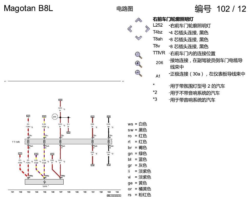 一汽大众迈腾 B8 氛围灯KA6 电路图