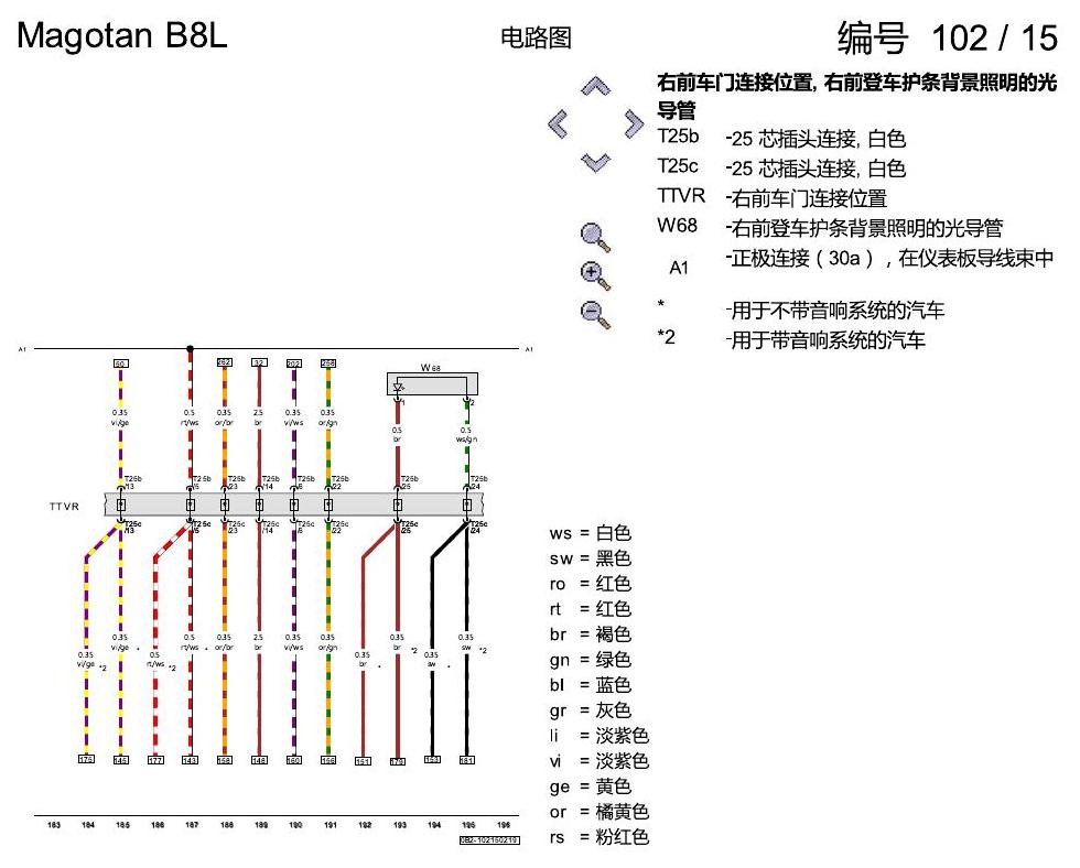 一汽大众迈腾 B8 氛围灯KA6 电路图