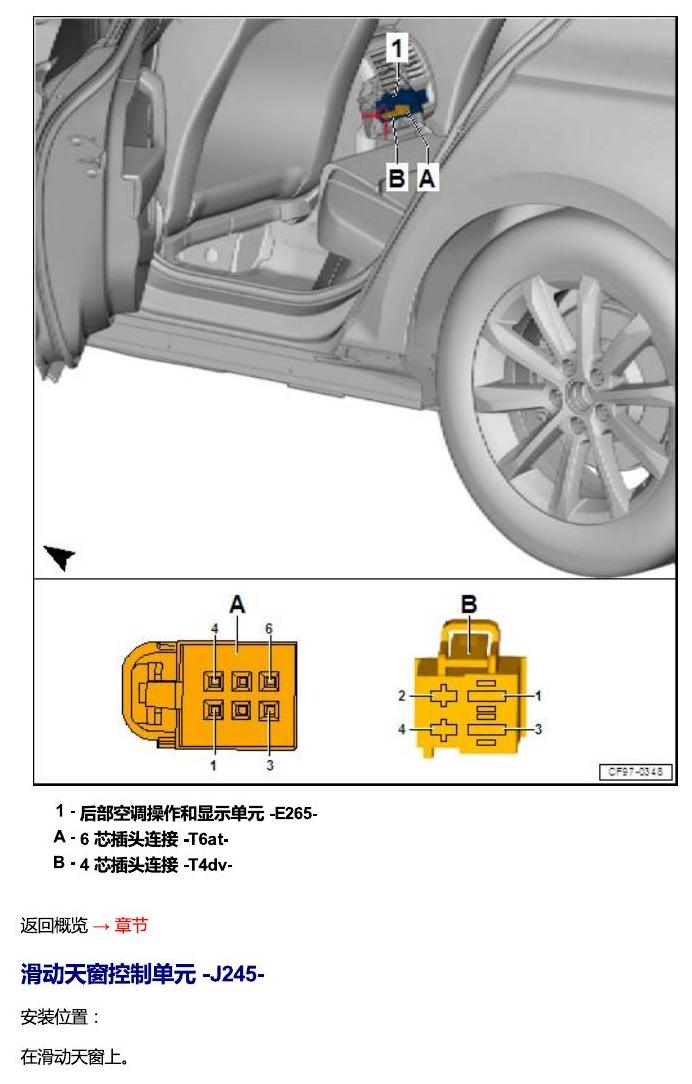一汽大众迈腾 B8 汽车中部的控制单元 电路图