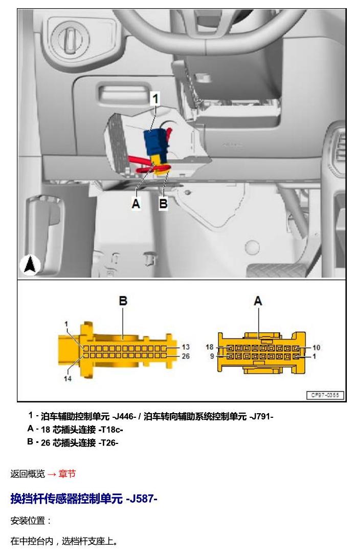 一汽大众迈腾 B8 汽车中部的控制单元 电路图