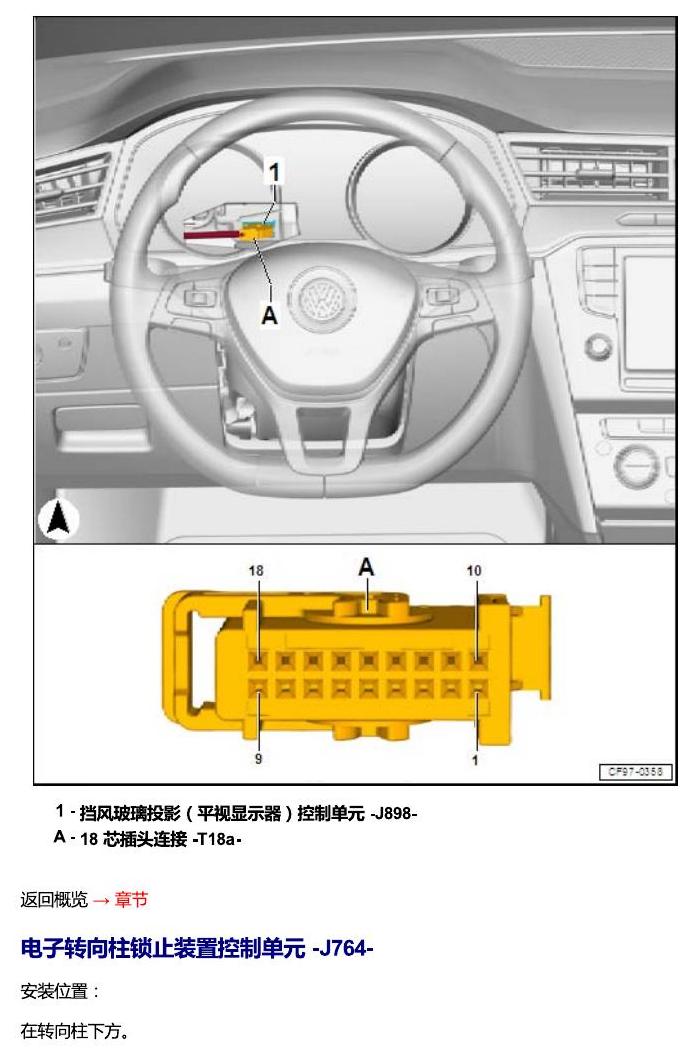 一汽大众迈腾 B8 汽车中部的控制单元 电路图