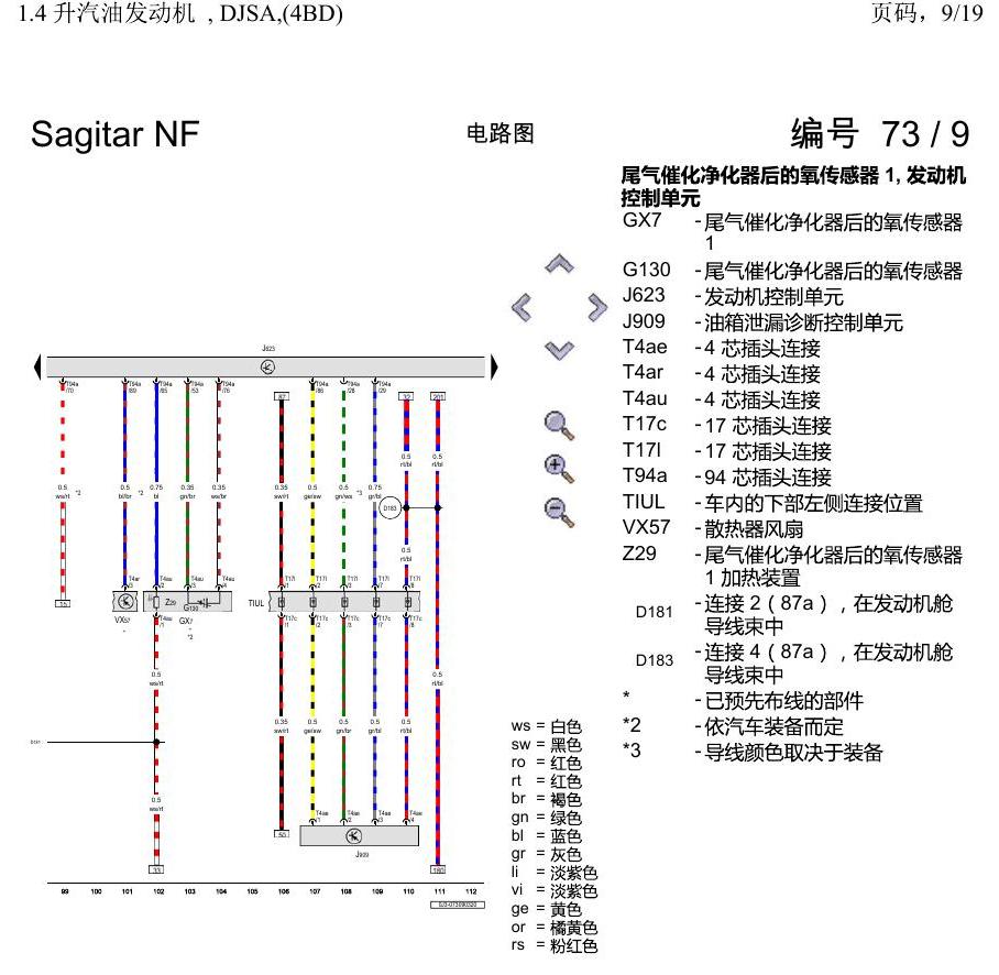 一汽大众速腾 MQB 1.4 升汽油发动机 , DJSA,(4BD) 电路图