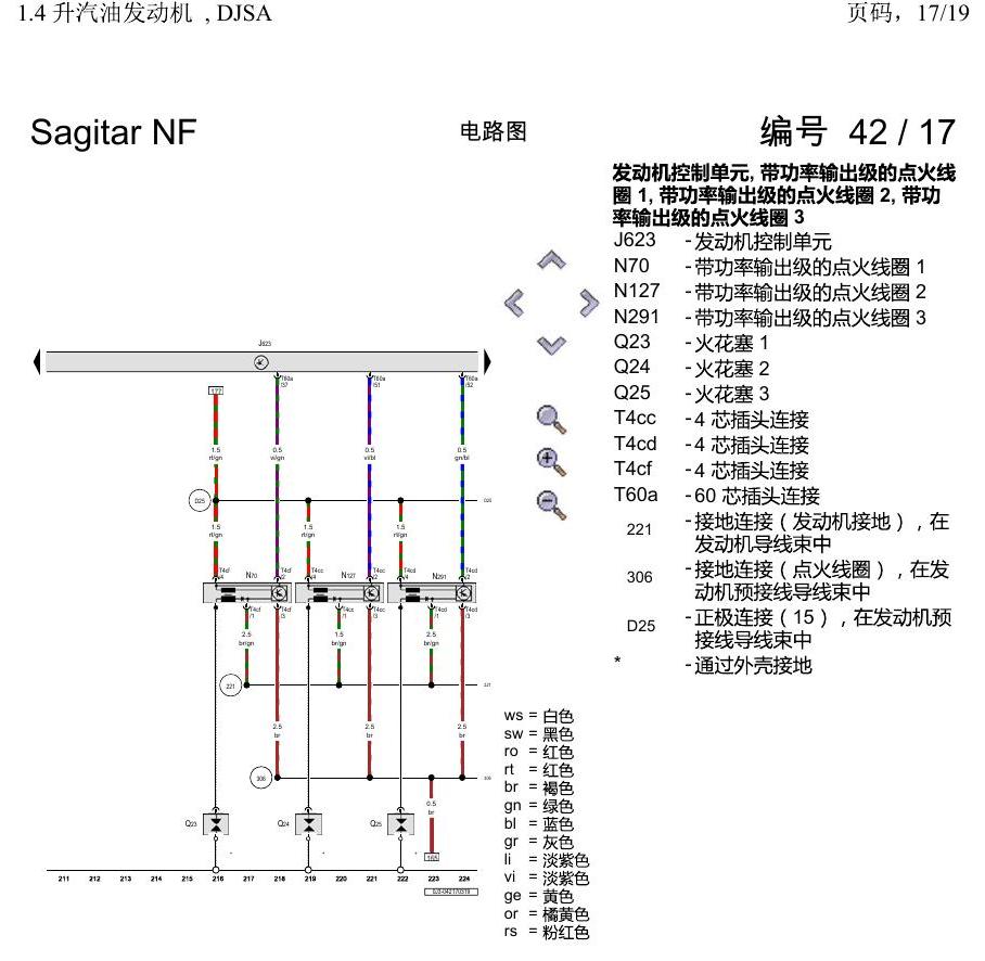 一汽大众速腾 MQB 1.4 升汽油发动机 , DJSA 电路图
