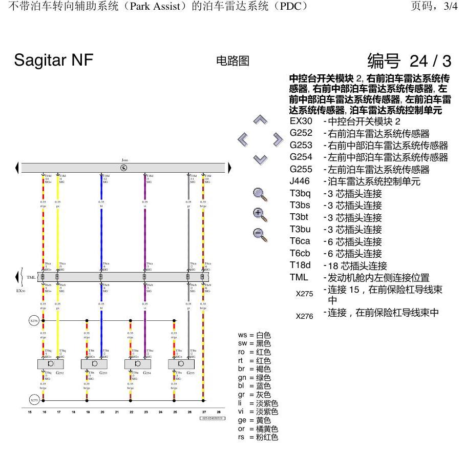 一汽大众速腾 MQB 不带转向辅助的PDC 电路图