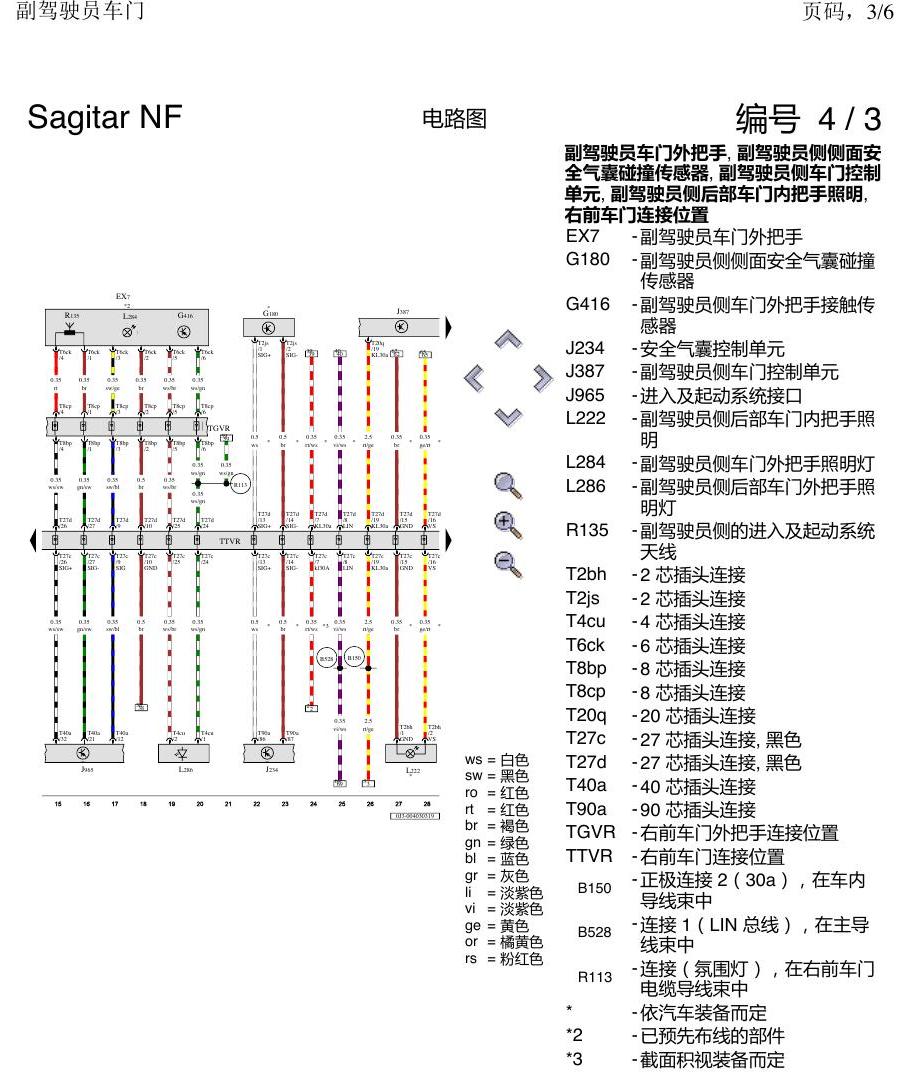 一汽大众速腾 MQB 乘客车门 电路图