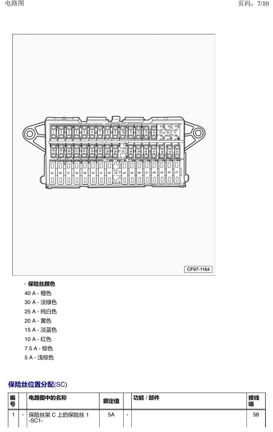 一汽大众速腾 MQB 保险丝 电路图